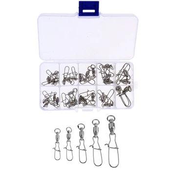

30Pcs Ball Bearing Fishing Swivel with Dou Lock Nice Snap Terminal Tackle Size 2#-6#