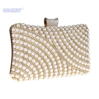 

LDAJMW Imitation Pearl Diamond Evening Bag Evening Bag With Diamond Bag Ladies Rhinestone Female Wedding Dress / Party Bag Bolsa