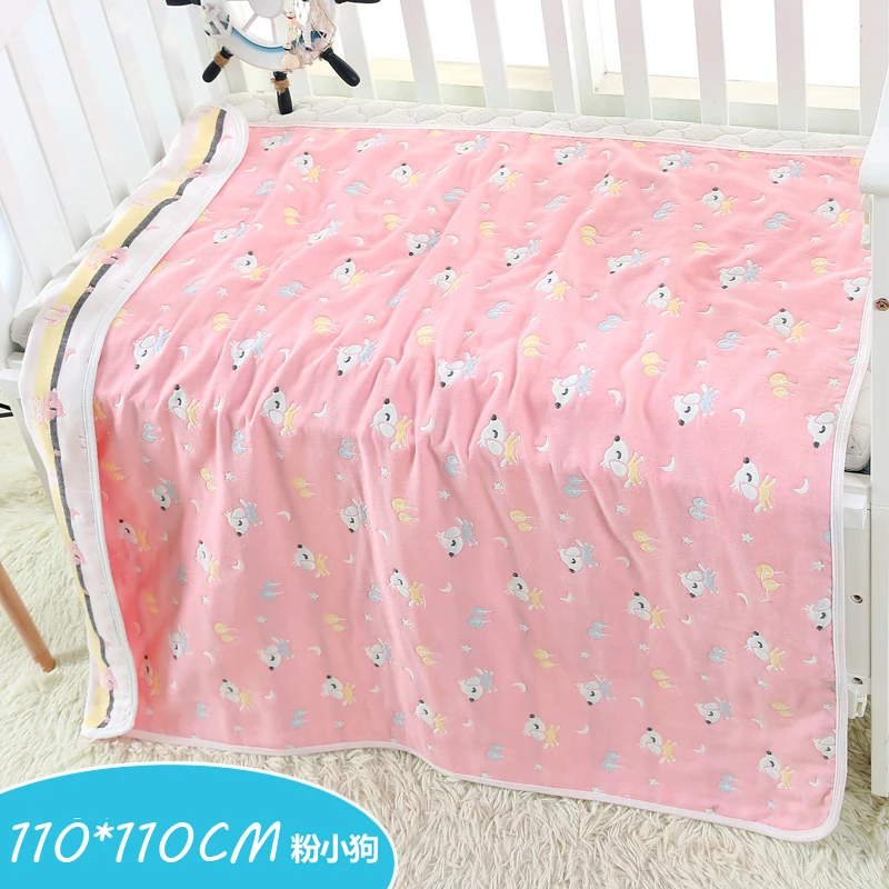 110 PK dog Шестислойное детское одеяло для новорожденных, детское хлопковое газовое банное полотенце, покрывало, детское полотенце, покрывало - Цвет: 110 PK dog