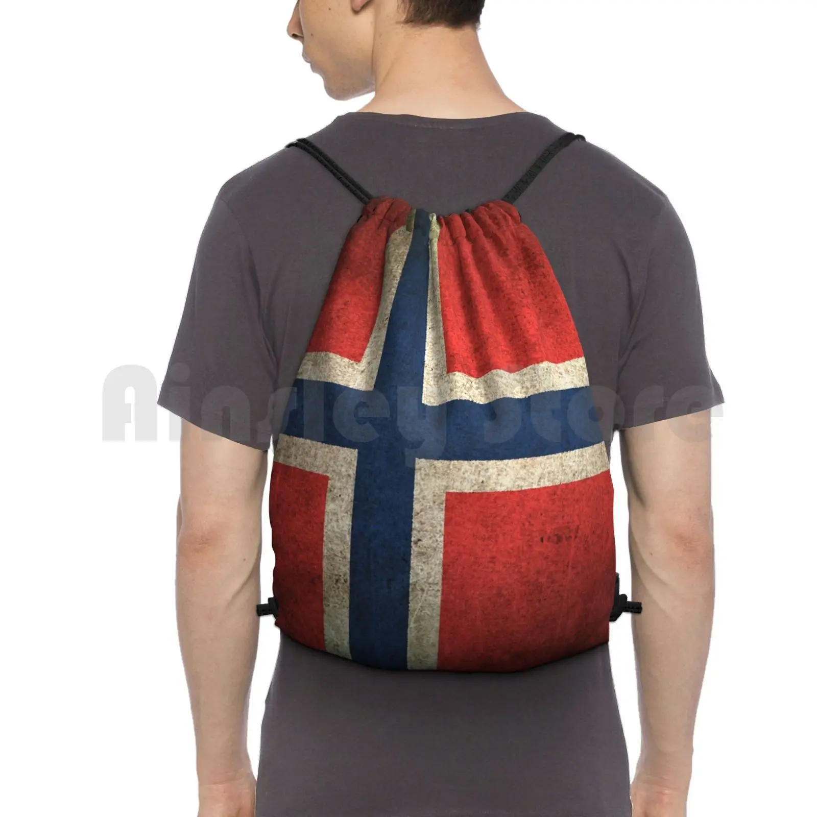 

Old And Worn Distressed Vintage Flag Of Norway Backpack Drawstring Bag Riding Climbing Gym Bag Vintage Norwegian Flag Old