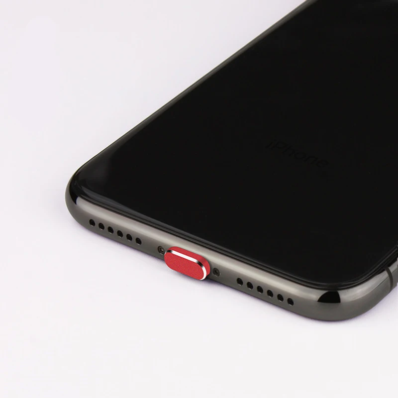 Металлическая Пылезащитная заглушка для зарядки iPhone 8, 7, 6, 6S Plus, мини Пылезащитная заглушка для iPhone 5, 5S, SE, аксессуары для телефонов - Цвет: Красный
