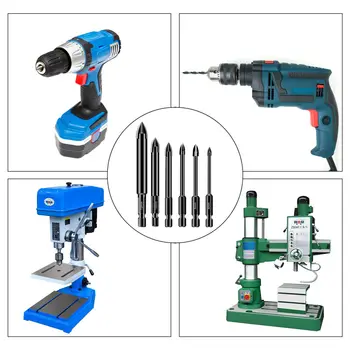 

6Pcs Head 4-12mm Alloy Cross-shaped Drill Bit Set For Ceramic Glass Power Tools