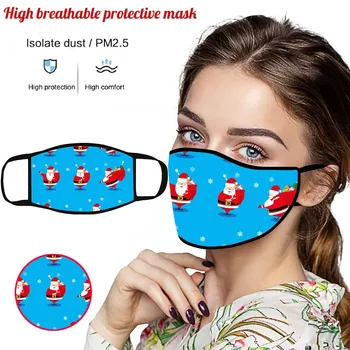 

Christmas Print Breathable Face Mask Windproof Mouth Cover Cloth Face Shield Mouth Mask Washable Reusable Facemask mondmaskers