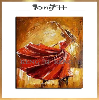 

Figura arte español Flamenco baile pintura al óleo sobre lienzo Flamenco bailarina pintura decorativa para sala de estar 100% pi