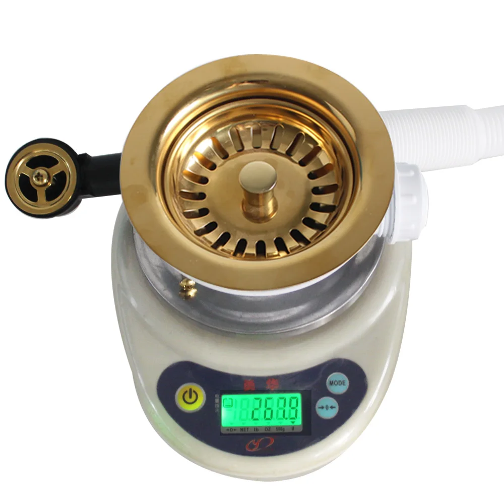 Talea Drain Sink Downcomer 114MM Gold-Plated Color Strainer with Overflow Anti Corrosion XK225C034-gold