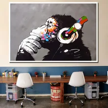 Дропшиппинг DJ monkey wall art HD печать 1 штука Холст Искусство животное