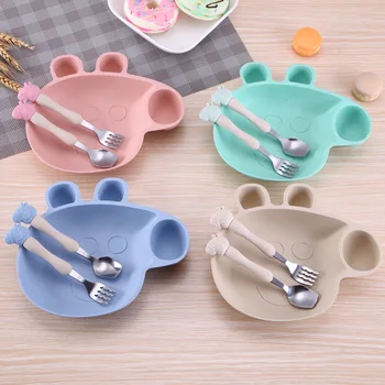

Peppa Pig Cartoon Character Creative Fall-resistant Home Children's Tableware Set Fruit Plate Spoon Multi-Color Birthday Gift