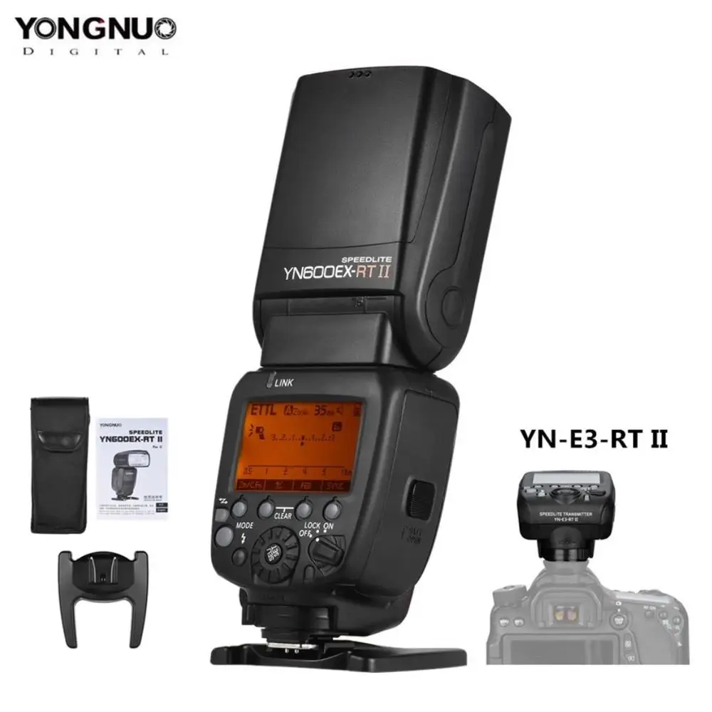 1x600EXRT 1xE3RTII YONGNUO YN600EX-RT II Auto ttl HSS Вспышка Speedlite+ YN-E3-RT II контроллер триггер для Canon 5D3 5D2 7D Mark II 6D 70D 60D и т. д - Цвет: 1x600EXRT 1xE3RTII