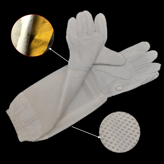1Pair Méhészeti Védelem Kesztyűsbőr Lélegző Puha, Hosszú Ujjú Méhész Anti Harapás Méheszközök Professzionális Kellékek - Image 2