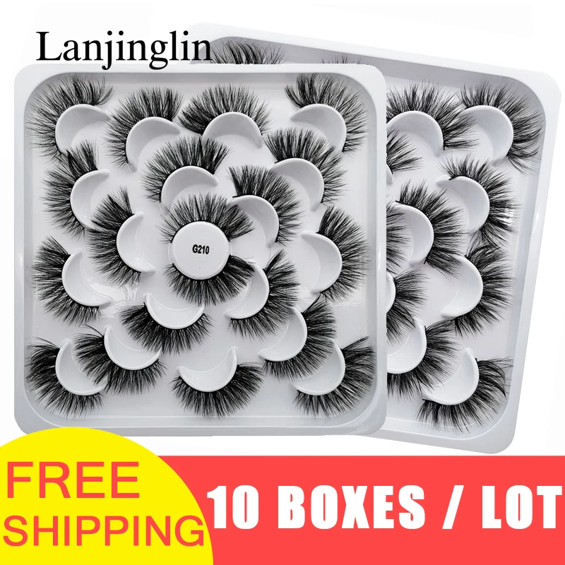 LANJINGLIN 100 пар 3d норковые искусственные ресницы натуральные длинные накладные ресницы для наращивания макияжа пушистые тонкие Накладные ресницы ручной работы
