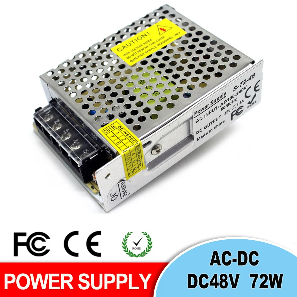 Универсальный AC к DC48V Импульсный блок адаптера питания 1.5A 72 W