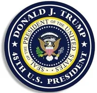 American Vinyl Round Donald J Trump 45th US President Sticker (Seal pro Logo)