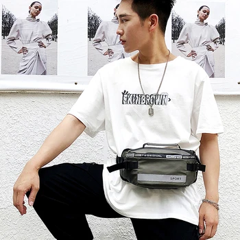 

Men Fanny Pack Reflective Strip Waist Bag Multi-Functional Outdoor Travel Shoulder Crossbody Chest Bags Sports Bag
