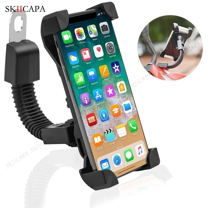 Black Samsung Galaxy S5 S6 S7 S8 Smartphones Motorcycle Motorbike Phone Mount Holder Handlebar for 3.5-6.5 inch iPhone 8 7 6 6s 7Plus 5 5s 360 Degree Rotation Leagway Motorcycle Phone Holder 
