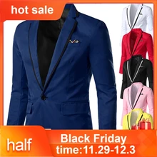 Брендовый мужской стильный Повседневный однотонный Блейзер, деловая верхняя одежда для свадебной вечеринки, Мужской приталенный пиджак Terno#18