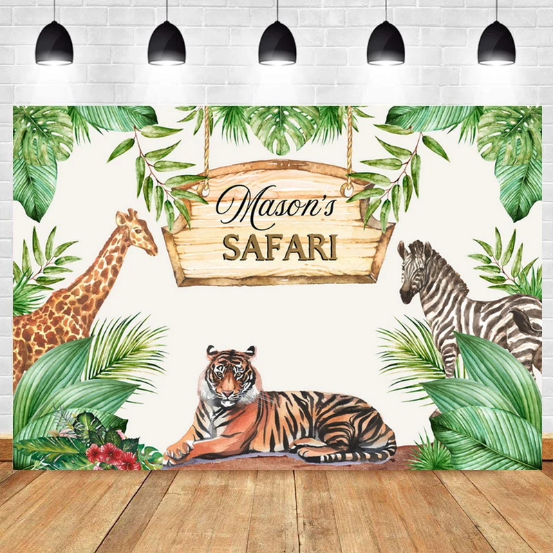 Boy and Girl Jungle Forest Wild Animal Shower Birthday Party r Background Custom Photography Studio-300X250CM
