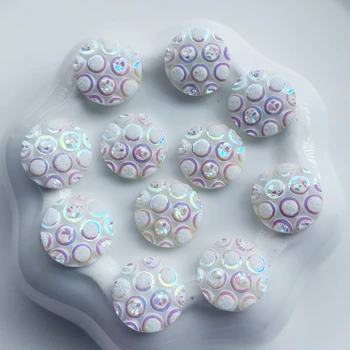 

60Pcs 12mm AB Color crystals Resin Round Rhinestone trim DIY Wedding Dress stick button -S950