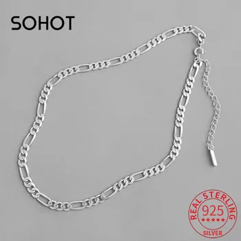 

SOHOT Real 925 Sterling Silver Minimalist Style Clavicle Chain Women Choker Necklace Normcore Trendy Female Punk Party Jewelry