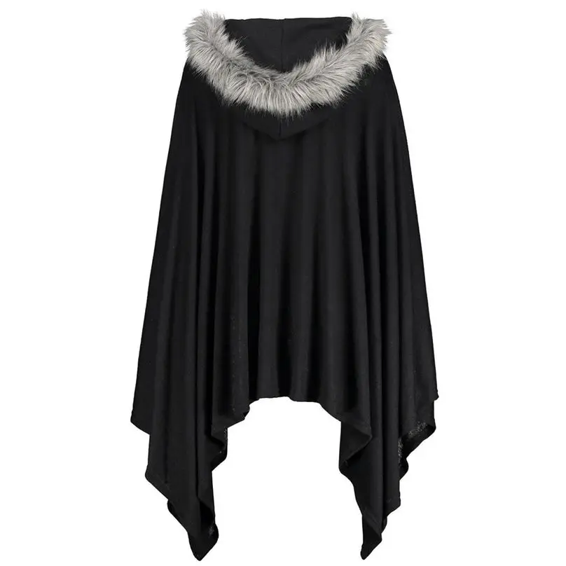 New Fashion Women Cloak Coat Winter Keep Warm Plus Size Bat Sleeve Hooded Plush Hat Zipper Holiday Party Cape Coat 4O24 (5)