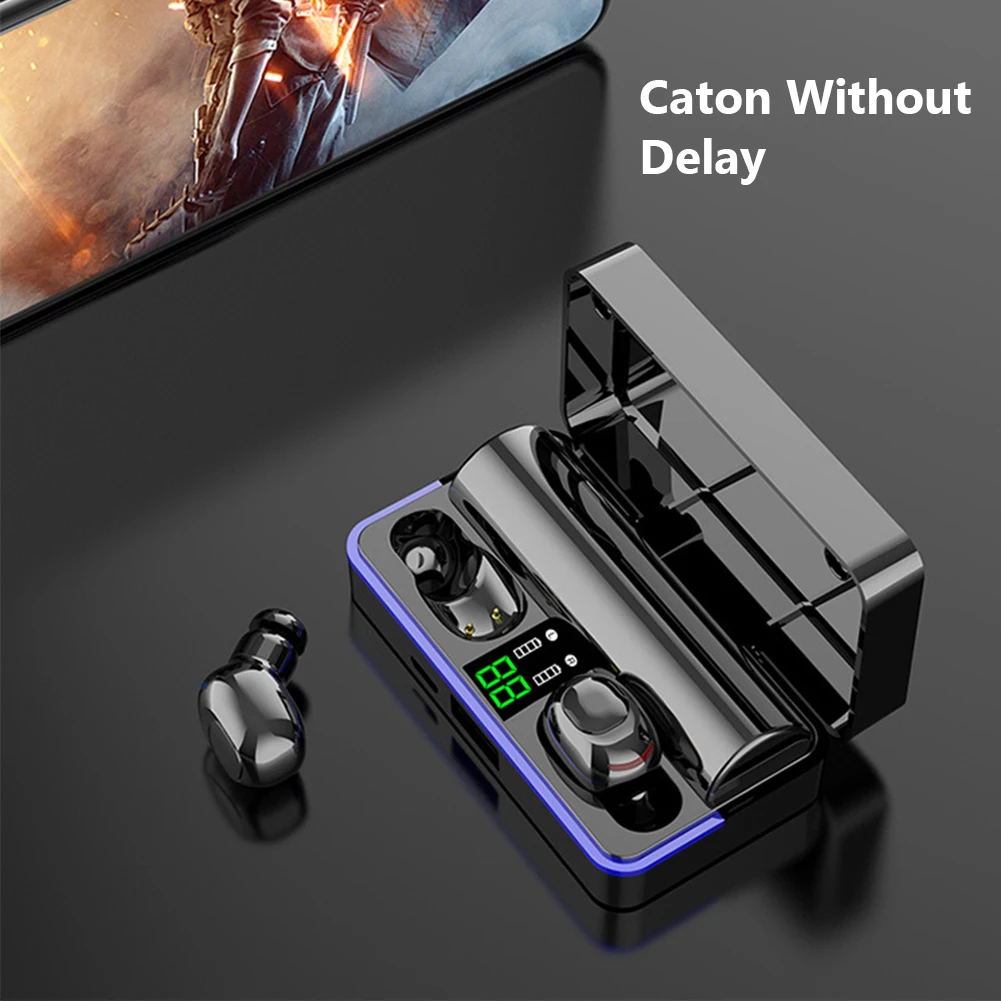 С микрофоном беспроводные Bluetooth наушники мини 6D бас HIFI сенсорное управление в ухо цифровой дисплей шумоподавление стерео звук