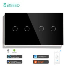 BSEED WIFI Double Light Switches Touch Sensor Wall Switches Google Alexa Smart Life App Control 4Gang 1/2/3 way Touch Switches