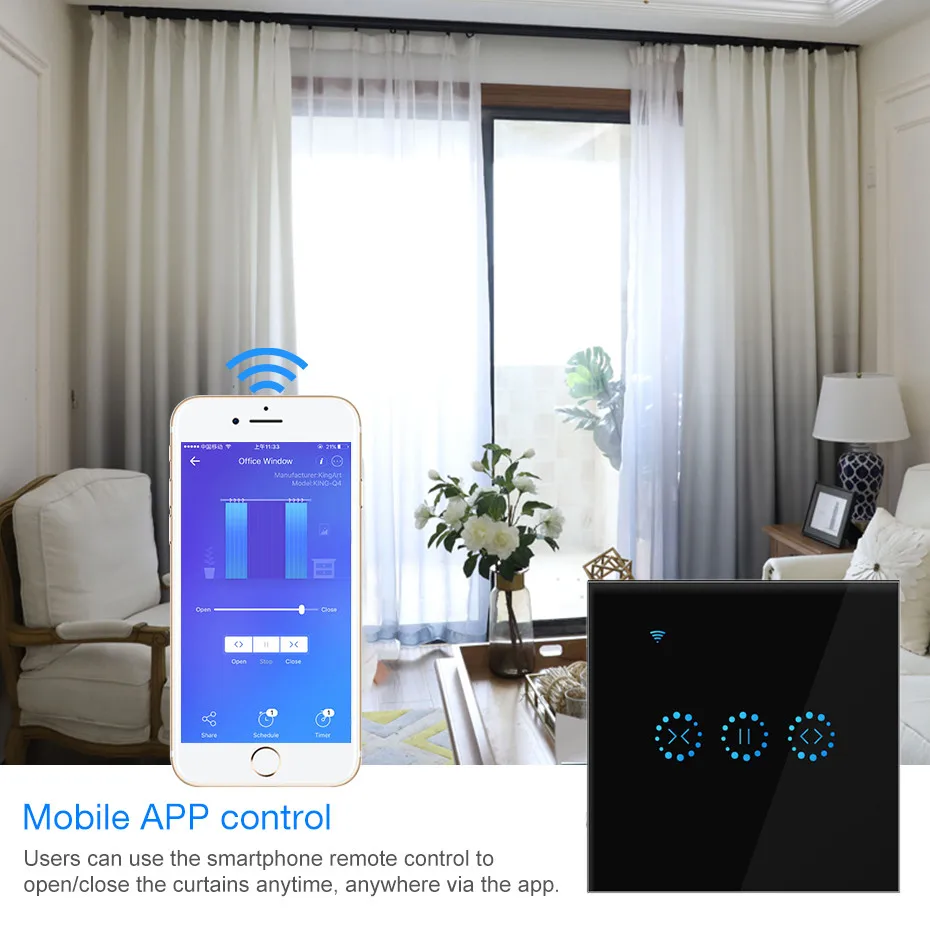 Умный занавес мотор Переключатель ЕС/США WiFi смарт сенсорный жалюзи переключатель затвора ewelink приложение Голосовое управление Amazon Alexa/Google Home