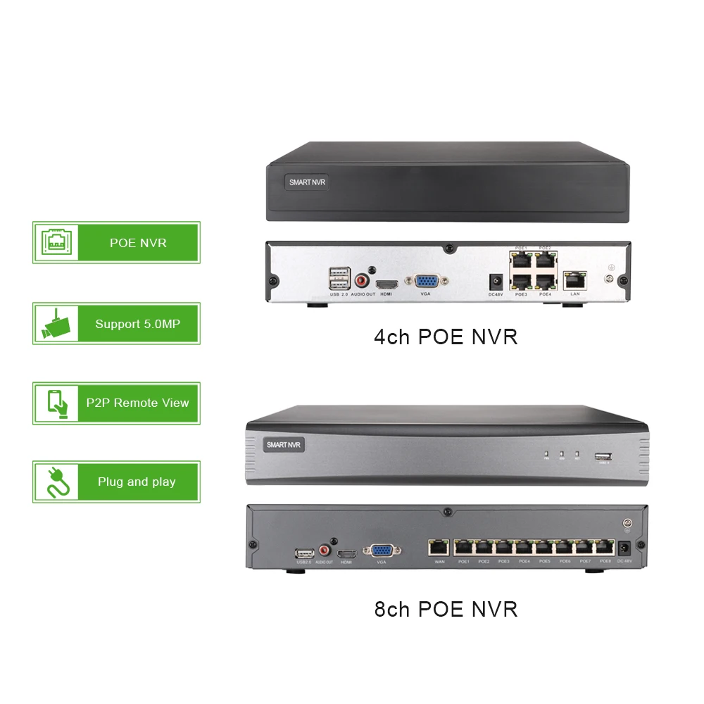  4ch 5MP POE Audio Kit Intelligent H.265 System CCTV Security NVR 5MP Indoor IR IP Camera Surveillan - 32984431133