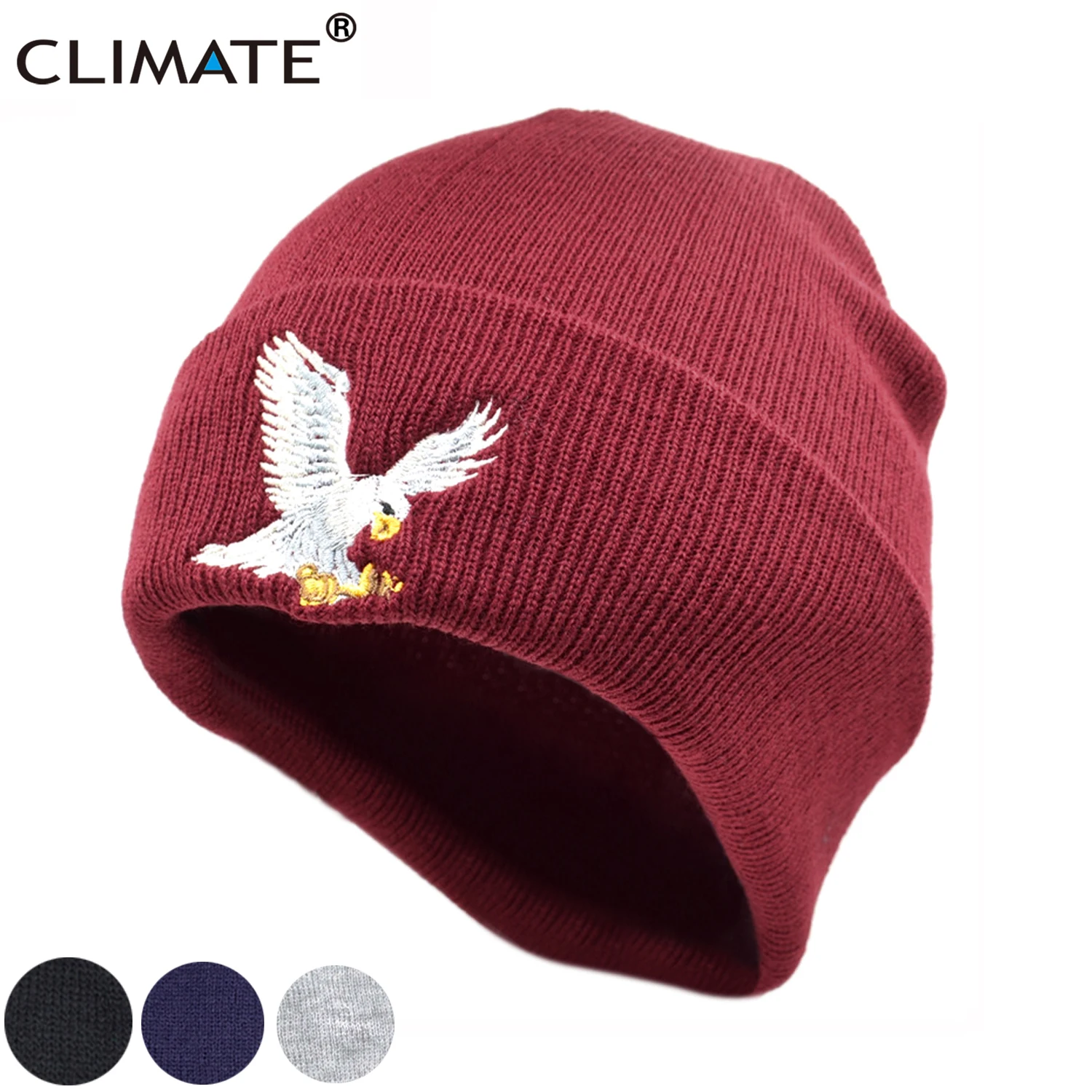 CLIMATE Eagle Beanie, шапка для мужчин и женщин, зимняя теплая шапка, теплая зимняя Мягкая вязаная Круглая Шапочка Шапка Кепка для взрослых мужчин и женщин