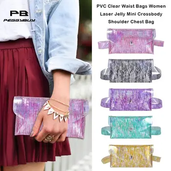 

PVC Clear Waist Bags Women Laser Jelly Mini Crossbody Shoulder Chest Bag