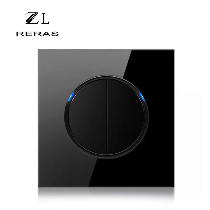 

Push Button Wall Switch Standard LED Light black Switch Luxury Crystal Glass Panel Switch Interruptor