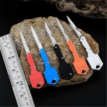 Mini llavero con cuchillo, bolsa plegable, caja con letras, para exteriores, pelador abierto, llavero, supervivencia, cuchillo, hoja de fruta múltiple