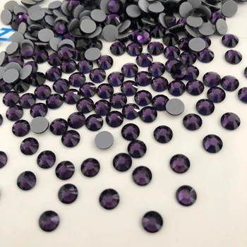 

Strong Glue New color Purple Velvet Color Hot-fix Rhinestone All Sizes Crystal material Iron On Rhinestone for Garments