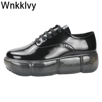 

Transparent air cushion thick bottom casual shoes women clear lace up sneakers spring autumn fashion wedge heel runway shoes