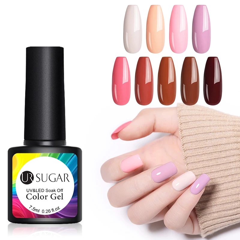 Ur Sugar 7,5 мл, 27 цветов, Гель-лак для ногтей, розовый, телесный, серый, для зимы, долговечный маникюр, замачиваемый, УФ светодиодный УФ-гель для дизайна ногтей, лак