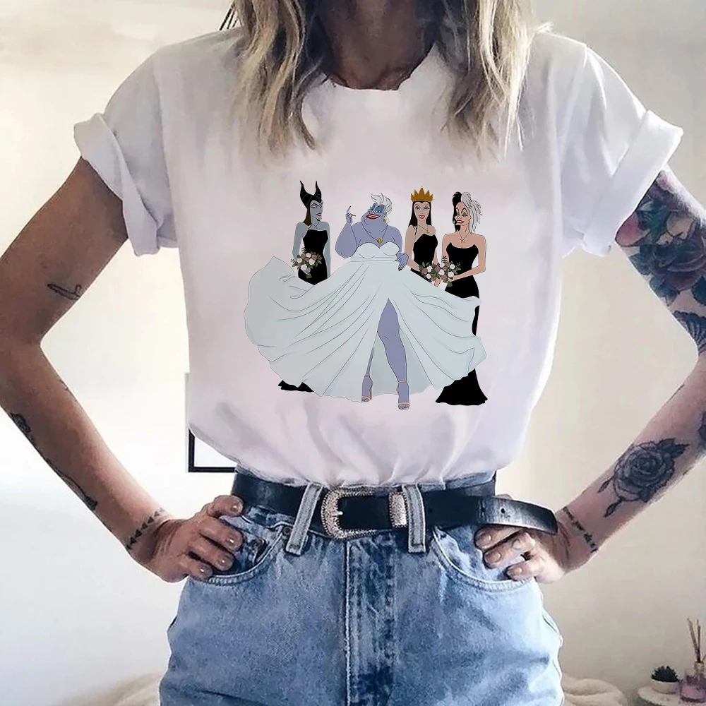 fiesta Fascinar pandilla Camiseta con estampado de grupo de villanos con clase de Disney para mujer,  camisetas de manga corta con cuello redondo, moda Vintage, dulce fresco,  viento universitario, Verano - AliExpress