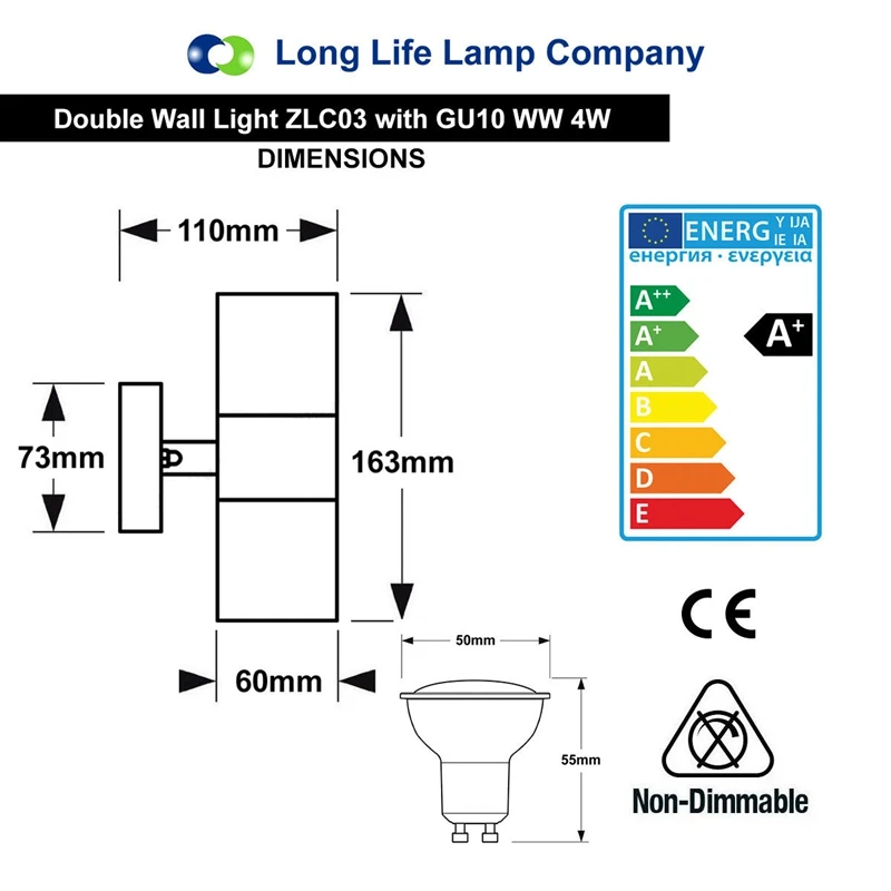 Stainless Steel Up Down Wall Light GU10 IP65 Double Outdoor Wall Light
