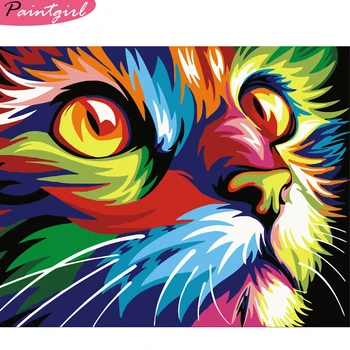 

Paint By Numbers animal Hand Painted Home Decor Kits Drawing Canvas DIY Oil Coloring Painting Cat Pictures By Numbers VA-0126