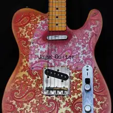 James Burton Brad Signature Tele Vintage Pink Paisley Electric Guitar Dark Yellow Maple Neck &amp; Fingerboard, Black Dot Inlay