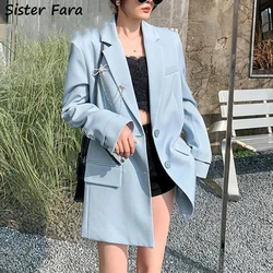 Irmã fara primavera outono moda corrente arco blazer feminino único breasted solto blazers sólidos senhoras jaqueta casual blazers casaco