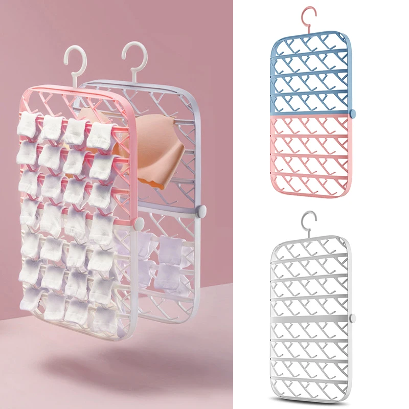 

Drying Rack for 30 Socks Foldable Hanger Underwear Clothes Hanger Wardrobe Organizer Space Saving Dormitory Home Storage Rack