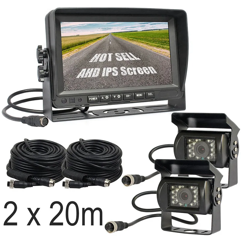 SMALUCK AHD " TFT lcd монитор заднего вида 2 x водонепроницаемый ИК ночного видения 960P AHD камера 1V2 - Название цвета: 2 x 20m