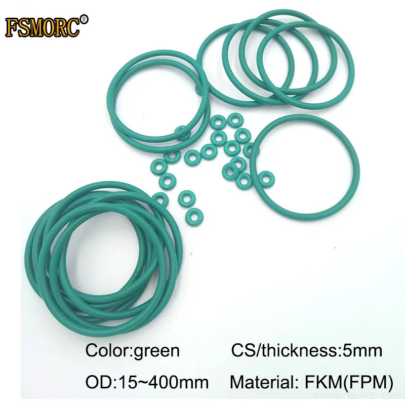 Уплотнительные кольца OD15mm ~ 400mm * 5mm CS Green FKM маслостойкая кислотно Щелочная