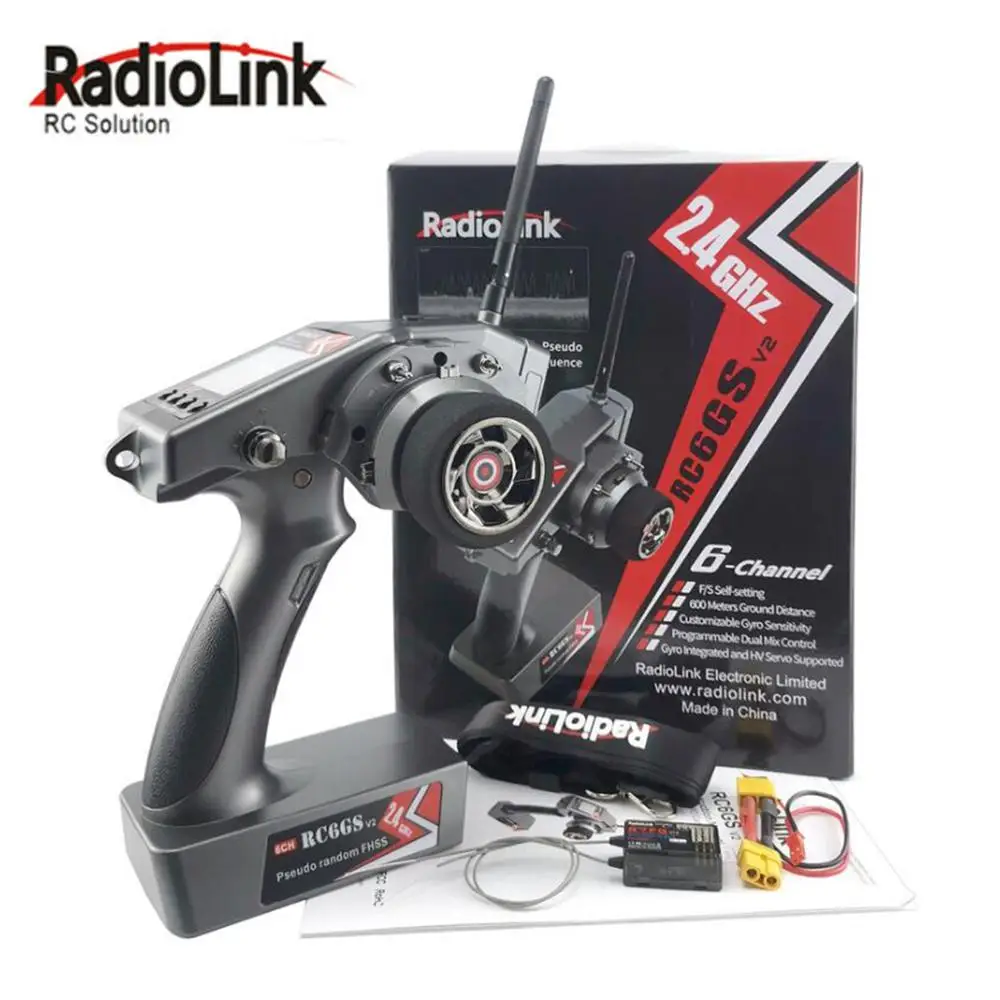 

RC Car Boat Accessories RadioLink RC6Gs V2 2.4G 6CH RC transmitter Car Controller With R7FG Gyro Receiver TX&RX
