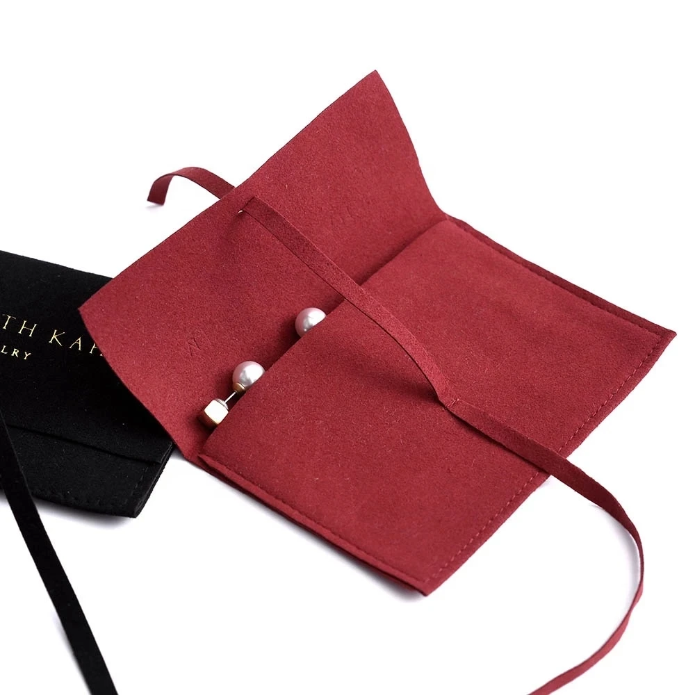 50pcs Personalized Text Logo microfiber Business Jewelry envelope pouches chic small packaging Earrings Bags for Necklace