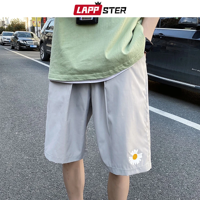 Summer Shorts Streetwear LAPPSTER Korean Thin Colorful Male Fashions for Men Kawaii Chrysanthemum
