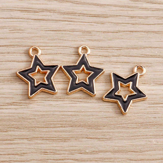 10pcs/lot Enamel Alloy Enamel Charms for Jewelry Making Cute Moon Star Sun Charms Pendant for DIY Necklaces Earrings Accessories Black Color