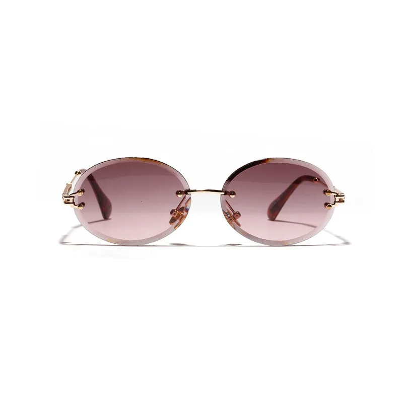 Elbru винтажные Овальные Солнцезащитные очки, без оправы, солнцезащитные очки, алмазные режущие линзы, Океанский цвет, затемненные зеркальные UV400 очки Oculos de sol