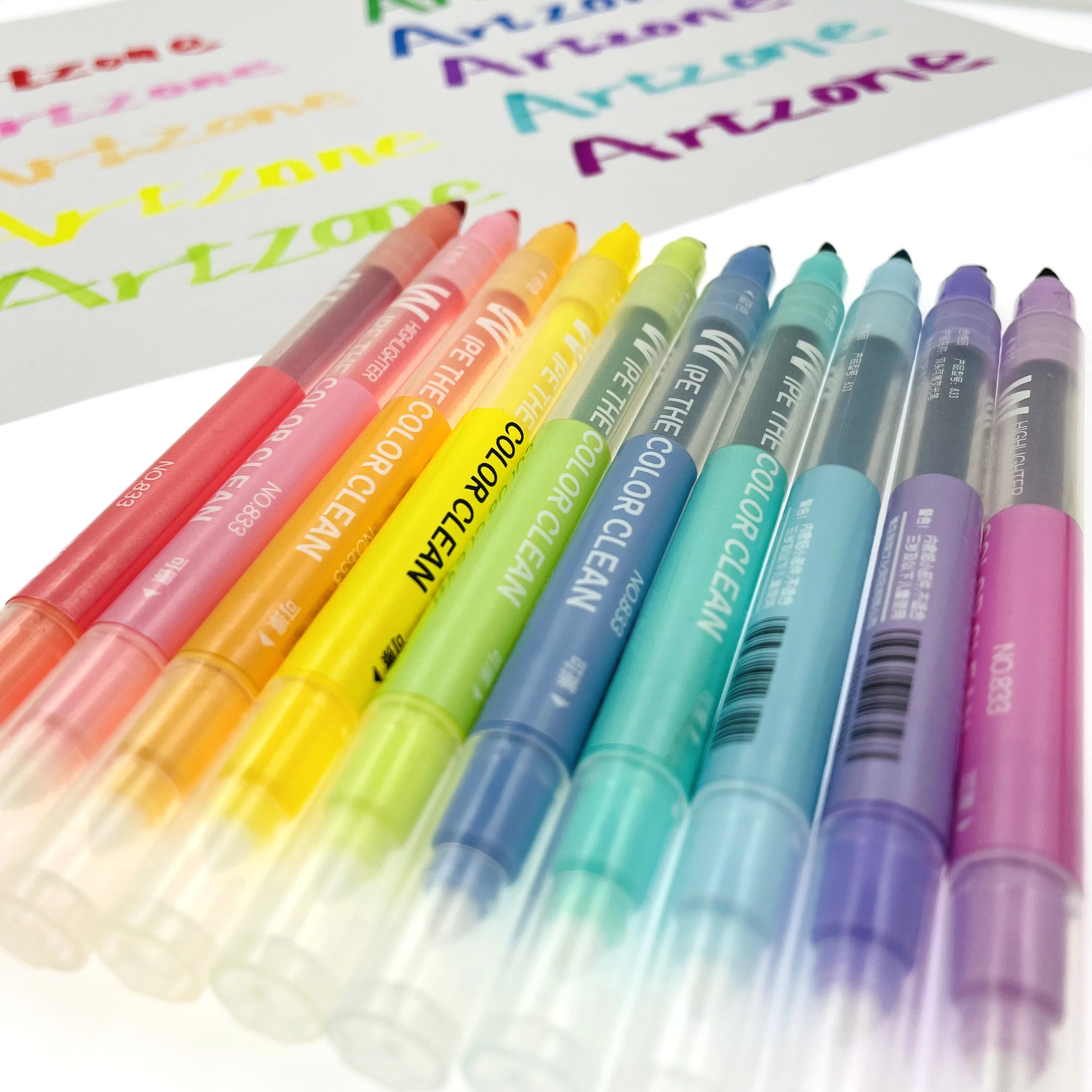 10pcs Erasable Double Ended Marker Pens Colorful Highlighter Pens