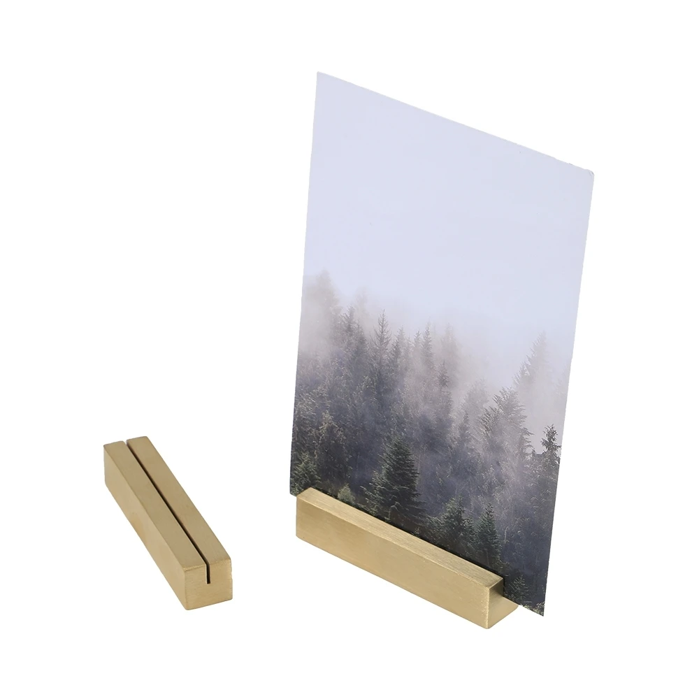 Brass Retro Business Name Card Base Note Display Rack Picture Photo Clip Desk Sign Holder Table Metal Label Stand a6 stand or lie cardboard display glass photo frame rack price tag holder for supermarket or store office sign holder