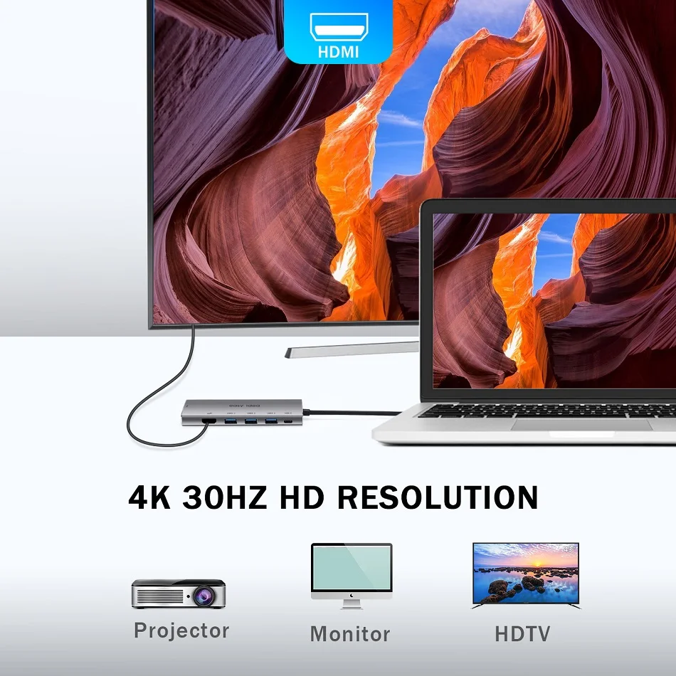 USB C концентратор Тип C 3,1 адаптер разветвитель Мульти USB 3,0 HDMI VGA RJ45 порт несколько USB-C Hab расширитель USB C док-станция для Macbook Pro